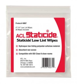 ACL Staticide 8067 Low Lint Wipes, 4&amp;quot; x 4&amp;quot;, 20 wipes-