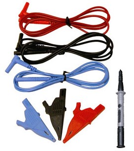 AEMC 2126.73 Replacement Leads with Alligator Clips and Probe for the 6503, Set of 3, Colour Coded, 5ft-