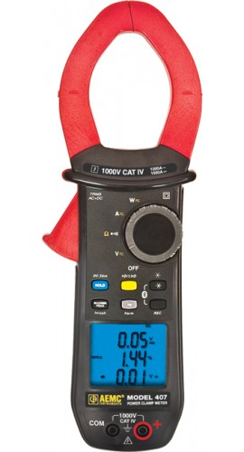 Rental &amp;ndash; AEMC 407 Recording True RMS Clamp Meter with Harmonics, 1000V AC/DC, 1000A AC/1500A DC-