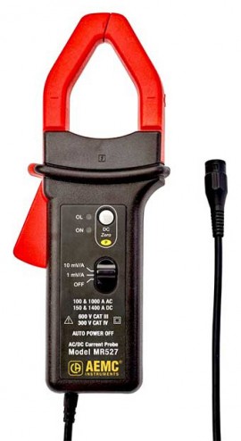 AEMC MR527 AC/DC Current Probe, 0.5 to 100 AAC, 150 ADC/0.5 to 1000 AAC, 1400 ADC, BNC output-