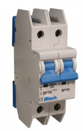 Altech 2CU8L Miniature Molded Case Circuit Breaker, two-pole, 8 A-