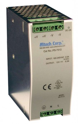 Altech PS-7524 Single Output DIN Rail Power Supply, 75 W, 24 V DC-