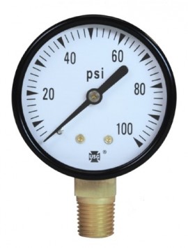 Ametek US 146002A Series P500 Pressure Gauge, 0 to 60 psi, 1.5&amp;quot; dial, &amp;frac18; NPT LM, painted black steel case and friction ring-