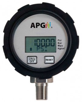 APG PG2 Series Digital Pressure Gauge, 0 to 100 psig, 3.145&amp;quot; dial, &amp;frac14; to 18 NPTM bottom, fiberglass-reinforced PP plastic housing-