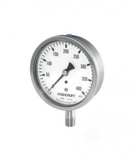 Ashcroft 1008 Pressure Gauge, 0 to 100 psi, 4&amp;quot; dial, &amp;frac14;&amp;quot; NPT male lower, SS housing-