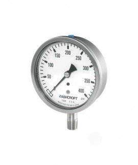 Ashcroft 1008 Pressure Gauge, 0 to 600 psi, 4&amp;quot; dial, &amp;frac12; NPT male lower, SS housing-