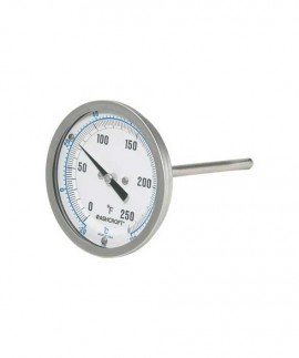 Ashcroft 30EI60R025XCS0/250F Bimetal Thermometer, 2.5&quot; Stem, Dual Scale 0 to 250&amp;deg;F/C-