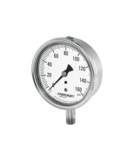 Ashcroft 1009 Pressure Gauge, 0 to 160 psi, 3.5&amp;quot; dial, &amp;frac14;&amp;quot; NPT male lower, SS housing-
