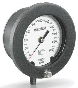 Ashcroft 1082Test Pressure Gauge, 30/0IMV, 4.5&amp;quot; dial, &amp;frac14;&amp;quot; NPT male lower,Aluminum, solid front, black epoxy coated-