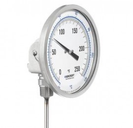 Ashcroft 50EI60E0400/250F Bimetal Thermometer, 5" Dial, 4" Stem, 0 to 250°F-