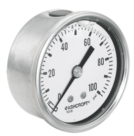 Ashcroft 1008 Pressure Gauge, 0 to 200 psi, 2.5&amp;quot; dial, &amp;frac14;&amp;quot; NPT male center back, SS housing-