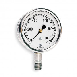 Ashcroft 1008 Pressure Gauge, 1000#/BR, 2.5&amp;quot; dial, &amp;frac14;&amp;quot; NPT male lower, SS housing-