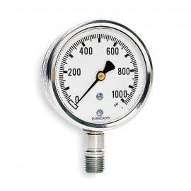 Ashcroft 1008 Pressure Gauge, 0 to 600 psi, 2.5&amp;quot; dial, &amp;frac14;&amp;quot; NPT male lower, SS housing-
