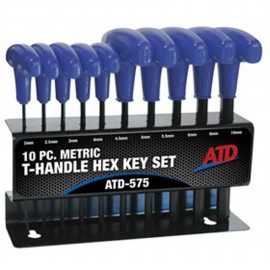 ATD Tools 575 T-Handle Hex Key Set, metric, 10-piece-