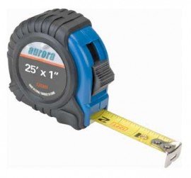 Aurora Tools TJZ801 Heavy-Duty Measuring Tape with Composite Grip, Inch/Foot Graduations, 1&quot; x 25&#039;-