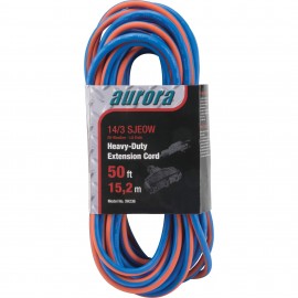Aurora Tools XH236 Extension Cord with light indicator for all-weather, SJEOW, 14/3 AWG, 15 A, 3 outlet, 50'-