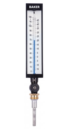Baker 9VU35-125 Industrial Thermometer, 0 to 120&amp;deg;F/-17 to 49&amp;deg;C-