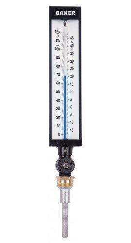 Baker 9VU35-125 Industrial Thermometer, 0 to 120&amp;deg;F/-17 to 49&amp;deg;C-