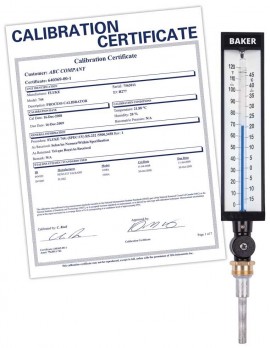 Baker 9VU35-125-NIST Industrial Thermometer, 0 to 120&amp;deg;F/-17 to 49&amp;deg;C,-