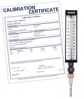 Baker 9VU35-245-NIST Industrial Thermometer, 30 to 240&amp;deg;F/0 to 114&amp;deg;C,-