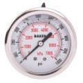 Baker AHNC Series Liquid Filled Pressure Gauge, 0 to 1000 psi/0 to 7000 kPa, 2.5&amp;quot; dial, &amp;frac14;&amp;quot; NPT back, SS housing-