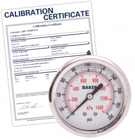 Baker AHNC Series Liquid Filled Pressure Gauge, 0 to 200 psi/0 to 1400 kPa, 2.5&amp;quot; dial, &amp;frac14;&amp;quot; NPT back, SS housing,-