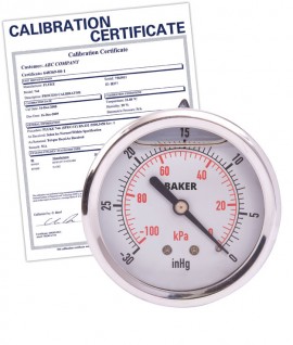Baker AHNC Series Liquid Filled Pressure Gauge, 30&amp;quot;Hg-0&amp;quot; V AC, 2.5&amp;quot; dial, &amp;frac14;&amp;quot; NPT back, SS housing,-