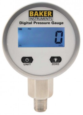 Baker B50000 Series Pressure Gauge, 0 to 15 psi, &amp;frac14;&amp;quot; NPT bottom, SS housing-