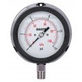 Baker LF45 Series Liquid Filled Pressure Gauge, 30&amp;quot;-0 to 15 psi, 4.5&amp;quot; dial, &amp;frac14;&amp;quot; NPT bottom, impact resistant phenolic case-