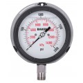 Baker LF45 Series Liquid Filled Pressure Gauge, 0 to 2000 psi/0 to 14,000 kPa, 4.5&amp;quot; dial, &amp;frac12;&amp;quot; NPT bottom, impact resistant phenolic case-