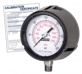 Baker LF45 Series Liquid Filled Pressure Gauge, 30&amp;quot;-0 Hg V AC, 4.5&amp;quot; dial, &amp;frac14;&amp;quot; NPT bottom, impact resistant phenolic case,-
