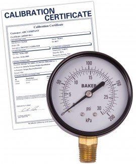 Baker LVBNA Series Pressure Gauge, 0 to 30 psi/0 to 200 kPa, 2.5&amp;quot; dial, &amp;frac14;&amp;quot; NPT bottom, SS housing,-