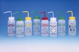 Bel-Art 11643-0239 Safety-Vented and Labeled Wide-Mouth Wash Bottles, 8 oz, ethanol-