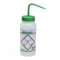Bel-Art 11646-0623 Safety-Labeled Wide-Mouth Wash Bottles, 16 oz, methanol-