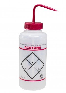 Bel-Art 11646-2232 Safety-Labeled Wide-Mouth Wash Bottles, 32 oz, acetone-