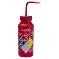 Bel-Art 11716-0016 Toluene Safety-Labeled Wide-Mouth Wash Bottle, 16 oz, 4-pack-
