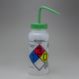 Bel-Art 12416-0011 GHS-Labeled and Safety-Vented Wide Mouth Wash Bottles, 16 oz, methanol-