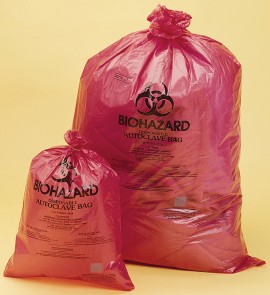 Bel-Art 131641419 Polypropylene 2-4 Gallon Red Biohazard Disposal Bags With Warning, Pack of 200-