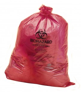Bel-Art 13164-3138 Red Biohazard Disposal Bags with warning label and sterilization indicator, 200-pack, 31 x 38&amp;quot;-