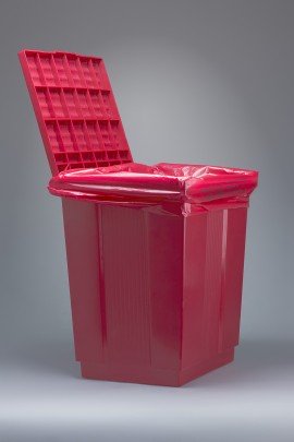 Bel-Art 13197-0000 Polypropylene Biohazard Disposal Can with lift-up cover-