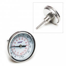 Bel-Art 613106700 DURAC Bi-Metal Thermometer with &amp;#189; NPT, 2.4&quot; stem, 0 to 250&amp;#176;F-