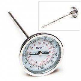 Bel-Art 613108300 DURAC Bi-Metal Thermometer with &amp;#189; NPT, 10&quot; stem, 0 to 250&amp;#176;F-