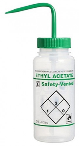 Bel-Art F11642-0612 Safety Vented Wide-Mouth Wash Bottles, 500ml (16oz), Ethyl Acetate Labeled, Pack of 3-