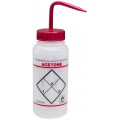 Bel-Art F11646-0622 Safety Labeled 2-Color Acetone Wide-Mouth Wash Bottle, 500ml, Pack of 6-