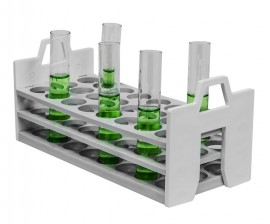 Bel-Art F18860-2630 Polypropylene Stack Rack Test Tube Rack, 26-30mm, 24 Places, White-
