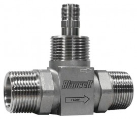 Blancett 1100 Nickel Bindery Turbine Flow Meter for aggressive applications, 0.75 to 7.5 gpm, &amp;frac12;&amp;quot; male NPT-