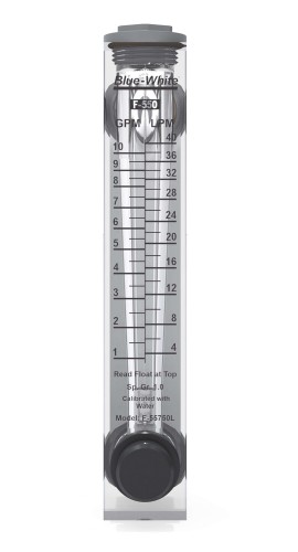 Blue-White F-55376LA Variable Area Flow Meter, 0.2 to 2 GPM, &amp;frac38;&amp;quot;-