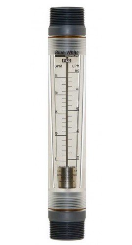 Blue-White F-42050LK-16 K-Series Flowmeter with Hastelloy Guide Rod, 10 to 50GPM, 1in Female NPT-