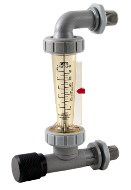 Blue-White F-44250LE-8 Standard Series Panel-Mount Flowmeter with 316 SS Guide Rod, 0.025 to 0.25GPM, 1/2in Male NPT-