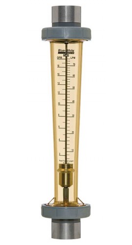 Blue-White F-451002LHN-24 Standard Series Non-Shielded Flowmeter with 316 SS Guide Rod, 2 to 20GPM, 1-1/2in-